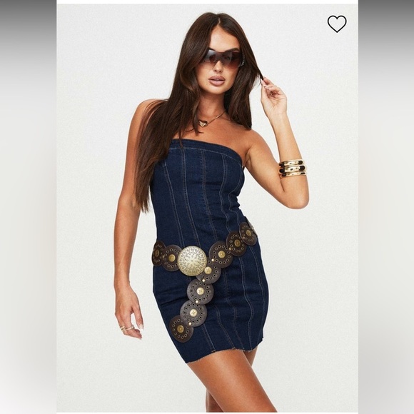 Princess Polly Dresses & Skirts - Princess Polly NWOT HOUSER MINI STRAPLESS DRESS DARK DENIM Size 6